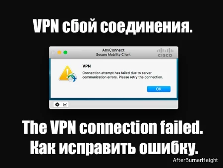 VPN сбой соединения. The VPN connection failed. Как исправить ошибку.